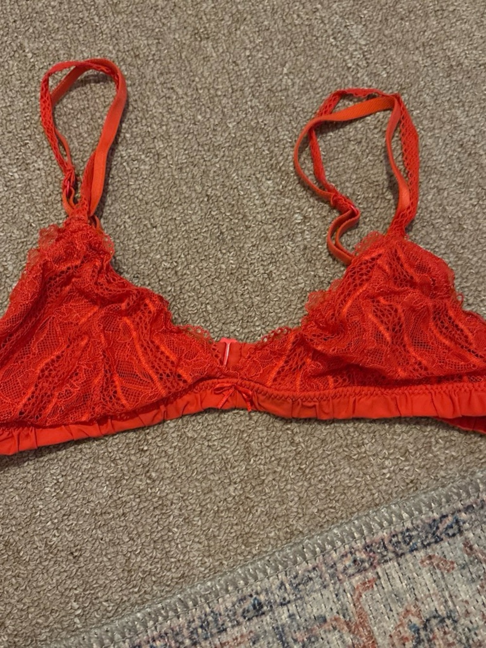 aerie Red Lace Triangle Bralette
